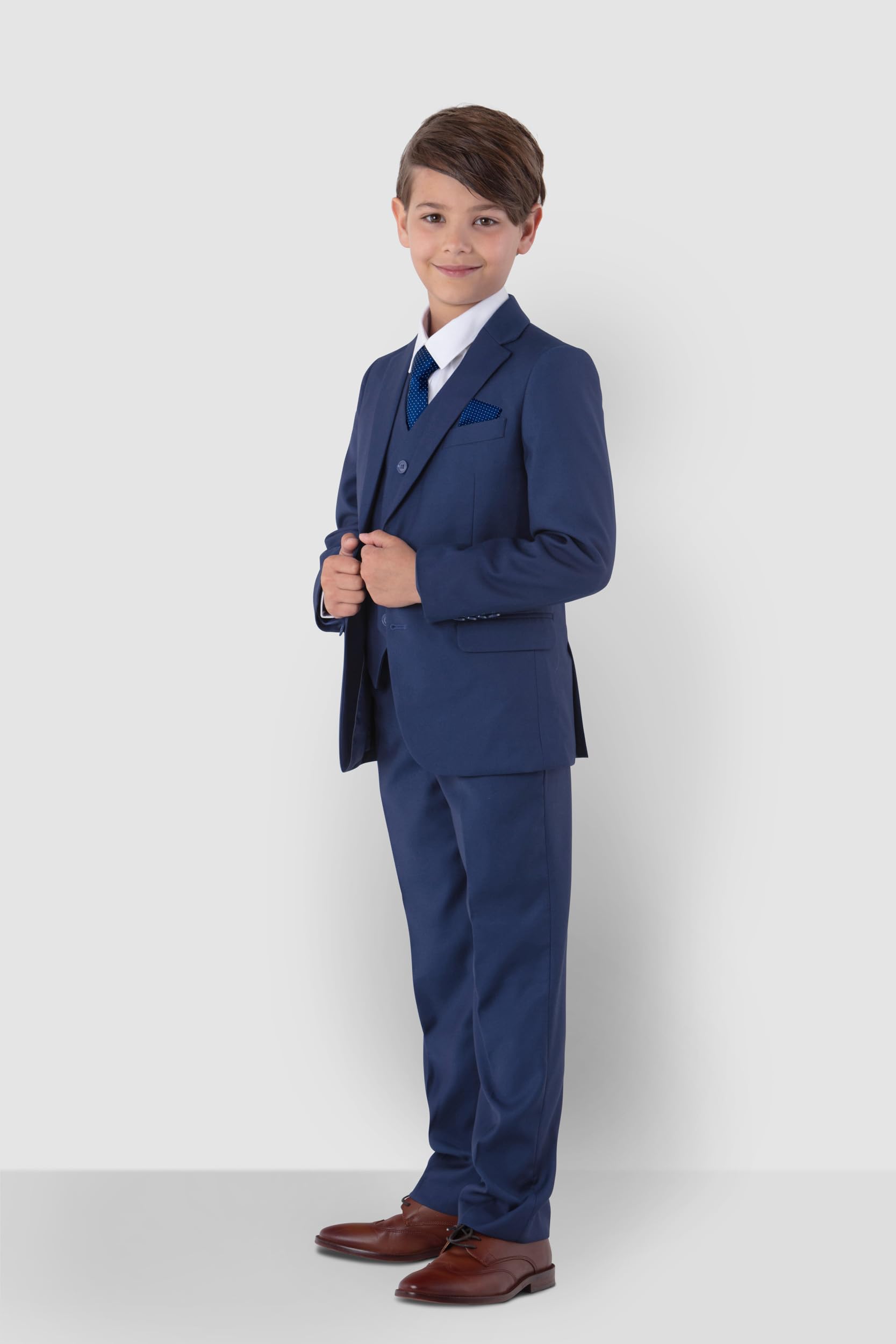 Festlicher Kinderanzug Kommunionanzug Jungen Anzug Set 6-teilig blau
