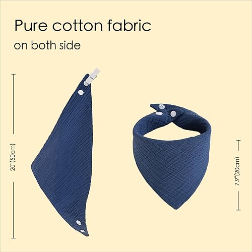 Miniatura 3 de Baberos de muselina, paquete de 8 baberos bandana para bebé, algodón suave extra absorbente, babero para babear y dentición