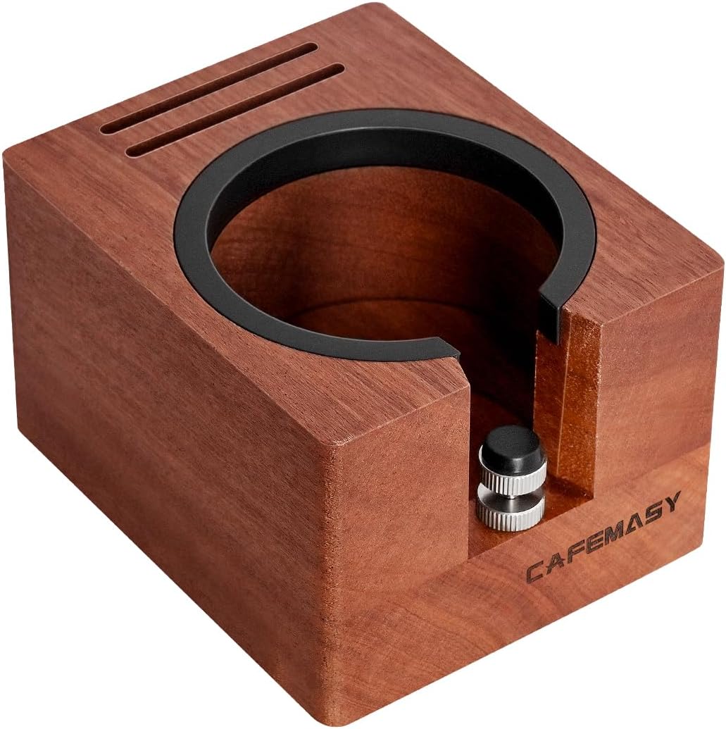 Espresso Tamping Station Wood 58mm - Natural Walnut Portafilter Holder Coffee Tamper Station Espresso Tools Puck Screen Organzier Espresso Machine Accessories