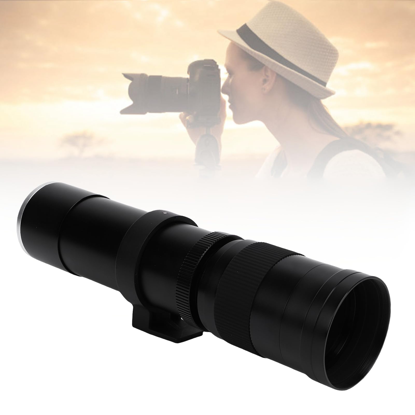 E Mount Teleury Zoom Obiektyw 420 do 800 Mm F8.3 Optyczna Soczewka Szklana do Odległej Fotografii Krajobrazowej, Precyzyjna Kontrola Ręczna (BLACK)