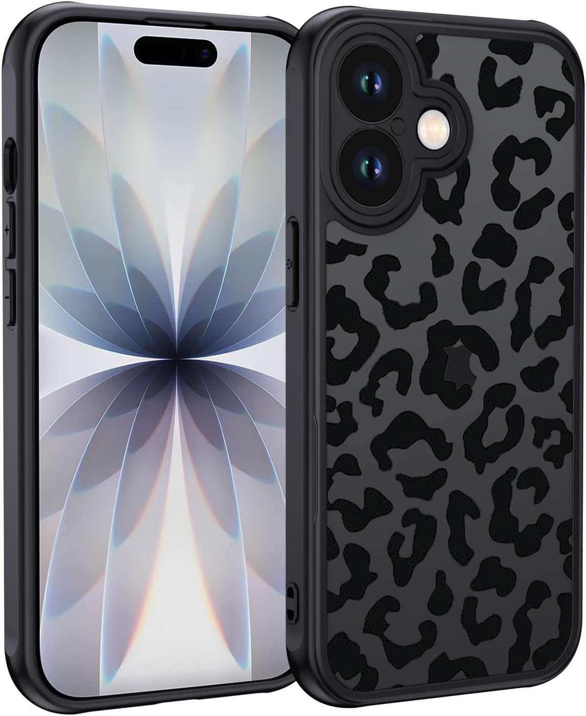 Coque iPhone 17 – XTCASE Coque pour iPhone 17, motif léopard tendance, mat, translucide, coque arrière rigide en polycarbonate anti-rayures + pare-chocs en TPU résistant aux chocs pour femmes et filles, noir