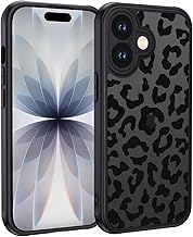 XTCASE Case for iPhone 17, Aesthetic Leopard Pattern Women Girls Case Matte Translucent Mobile Phone Case Scratch-Resistant PC Back + TPU Bumper - Black