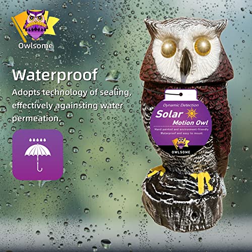 Owlsome Red Solar Owl With Flashing Eyes, Rotating Head, Hoot Sound, Motion Detector And Silent Mode, Plastic Owl Garden Sculpture, Garden Decoration #TOP2