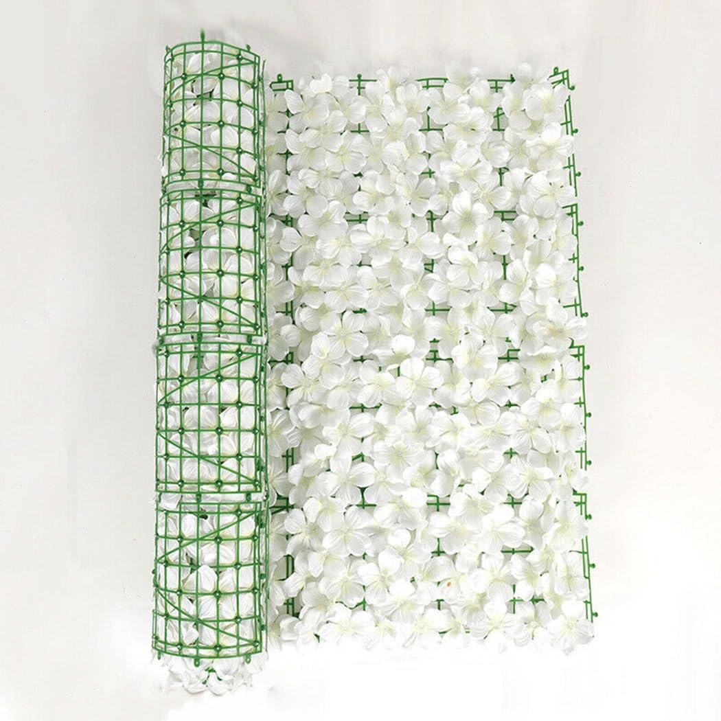 Artificial Hedges,Artificial Cherry Blossom Leaf Privacy Fence Screen Home Garden Flowers Hedge,Trellis Fence Panels Waterproof Wall Fence For Wedding Garden Yard (white)