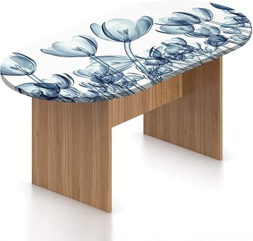 XISUNYA Mantel ajustable ovalado de poliéster elástico con diseño de rayos X, ramo de flores de diferentes tamaños, se adapta a mesas ovaladas de