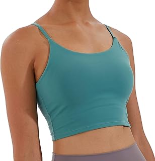 Women's Strappy Stretch Sports Bra Longline Yoga Tank Top Fitness Bra Workout Camisole Crop Tops for Teen Girl