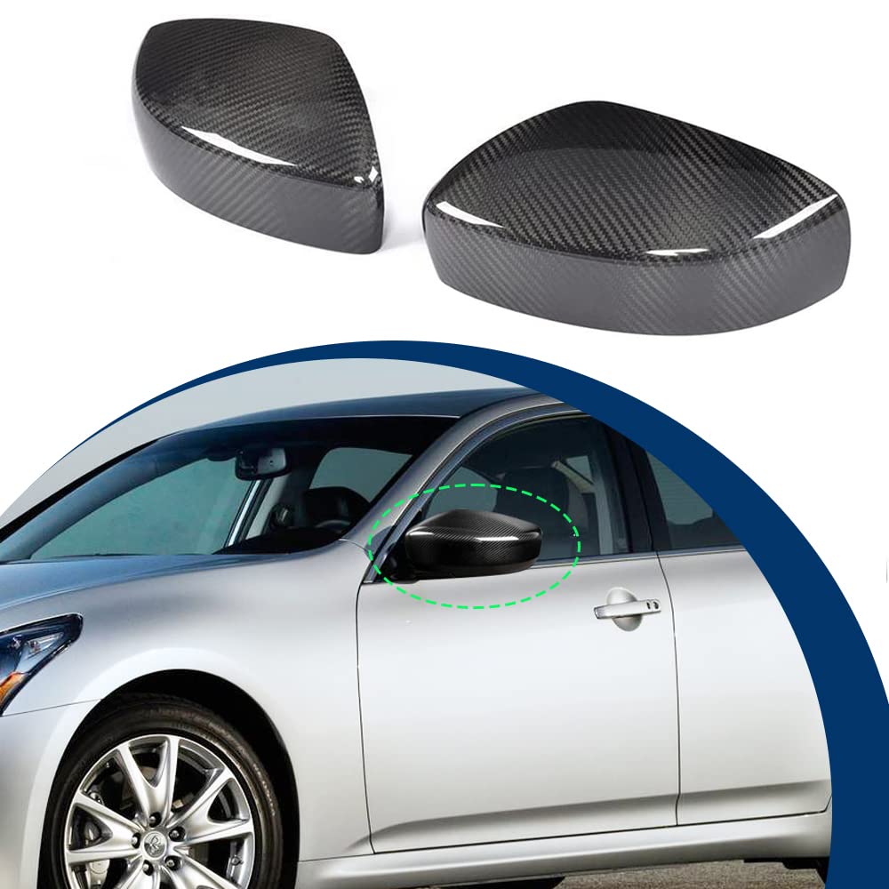 Meyffon Real Carbon Fiber Mirror Cap Covers Compatible with 2009-2014 Infiniti G37 G25 Add on Type