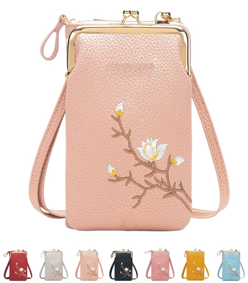 Indefinitet Rowgins Women Sling Cross-Body Wallet with Mobile Cell Phone Holder Passport Cellphone Crossbody Purse Bag