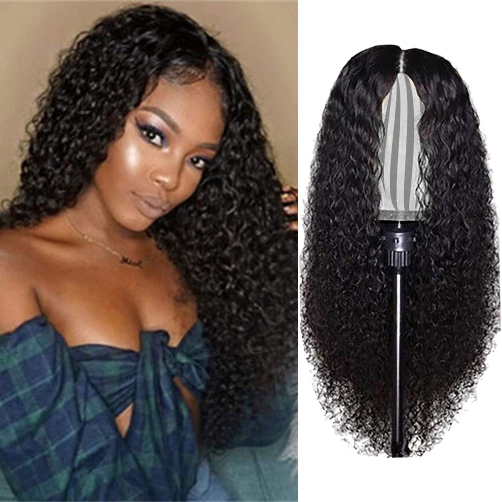YueWan 24in Brazilian Curly Wig, 150% Density, Natural Color, Free, Human Hair, Bohemian Style, Female Wig - Image 2