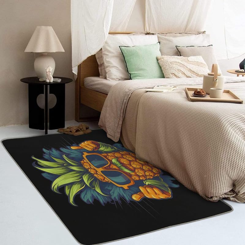Miniatura 3 de Alfombras lavables para sala de estar, dormitorio, alfombra de piña y decoración del hogar, divertida alfombra de área de frutas de 5 x 7 pulgadas,