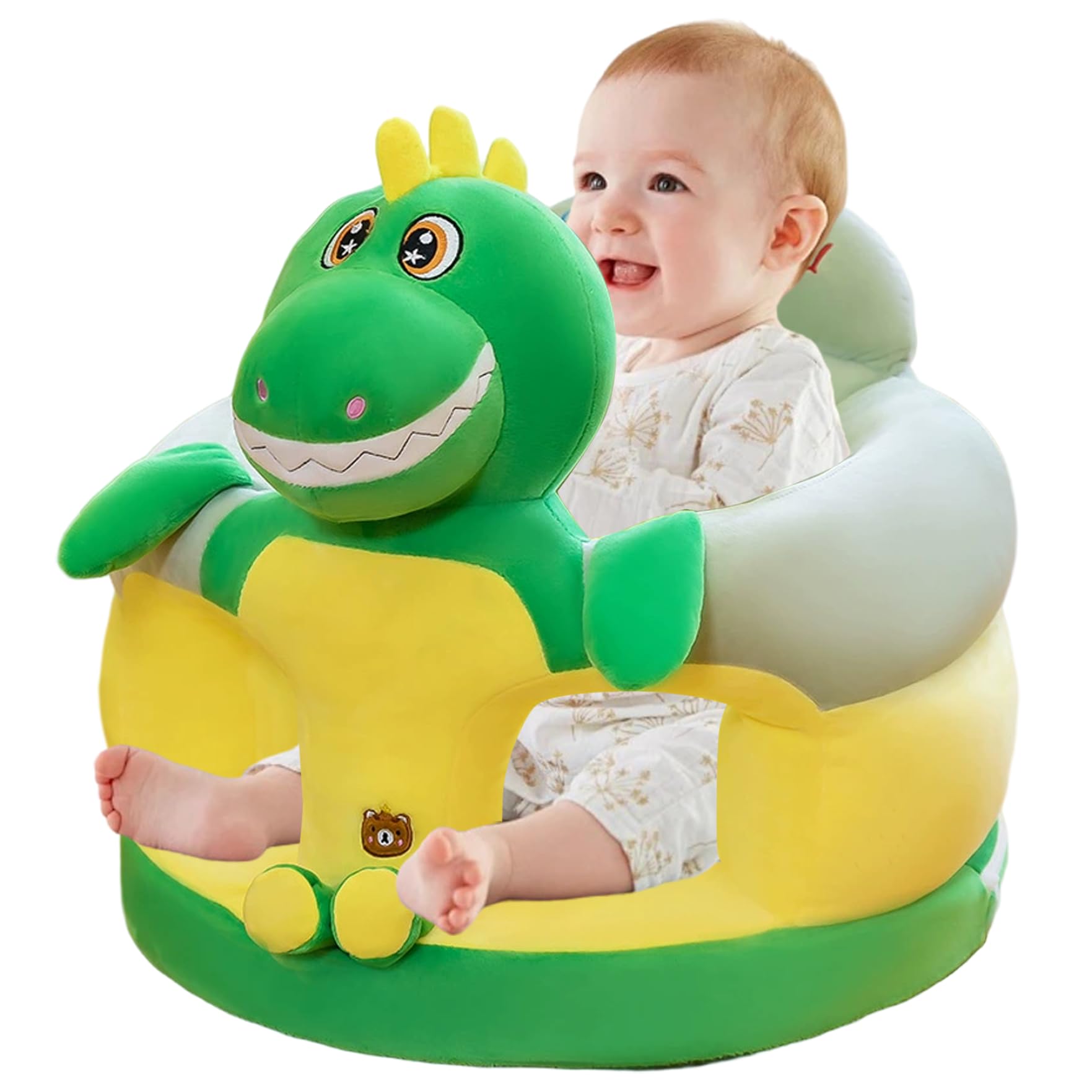 Sit Me Up Seggiolino da Pavimento per Bambino, Seggiolone da Sit Up, Simpatico Cartone Animato Dinosauro Seduta per Neonato Peluche Seduta di Supporto per Camera da Letto, Soggiorno, Asilo Nido, App