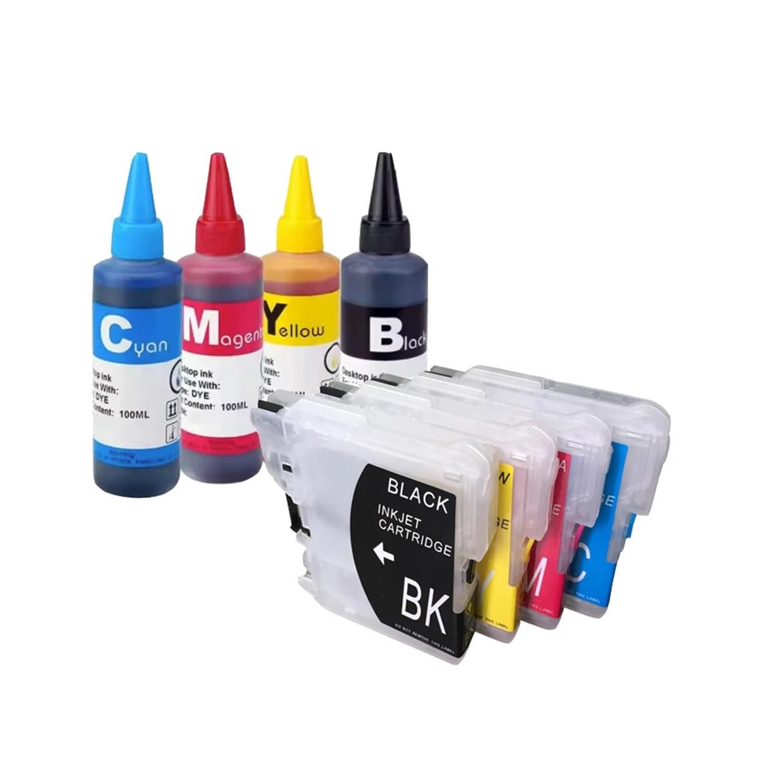 Kit Cartucce LC61 LC38 Ricaricabili Compatibili Con Brother J140W | Design Ricaricabile, Riutilizzabile, Facile Da Ricaricare, Flusso Di Inchiostro Stabile, Cartuccia Sostitutiva