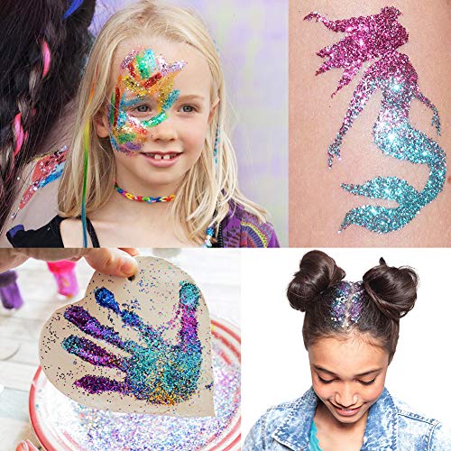 AODIGEGE Chunky Glitter 8 stuks gezichtsglitter voor nagels, pailletten glitterpoeder, haarglitter, make-up glitter, doe-het-zelf-design, voor festival decoratie muziek festival - Image 7