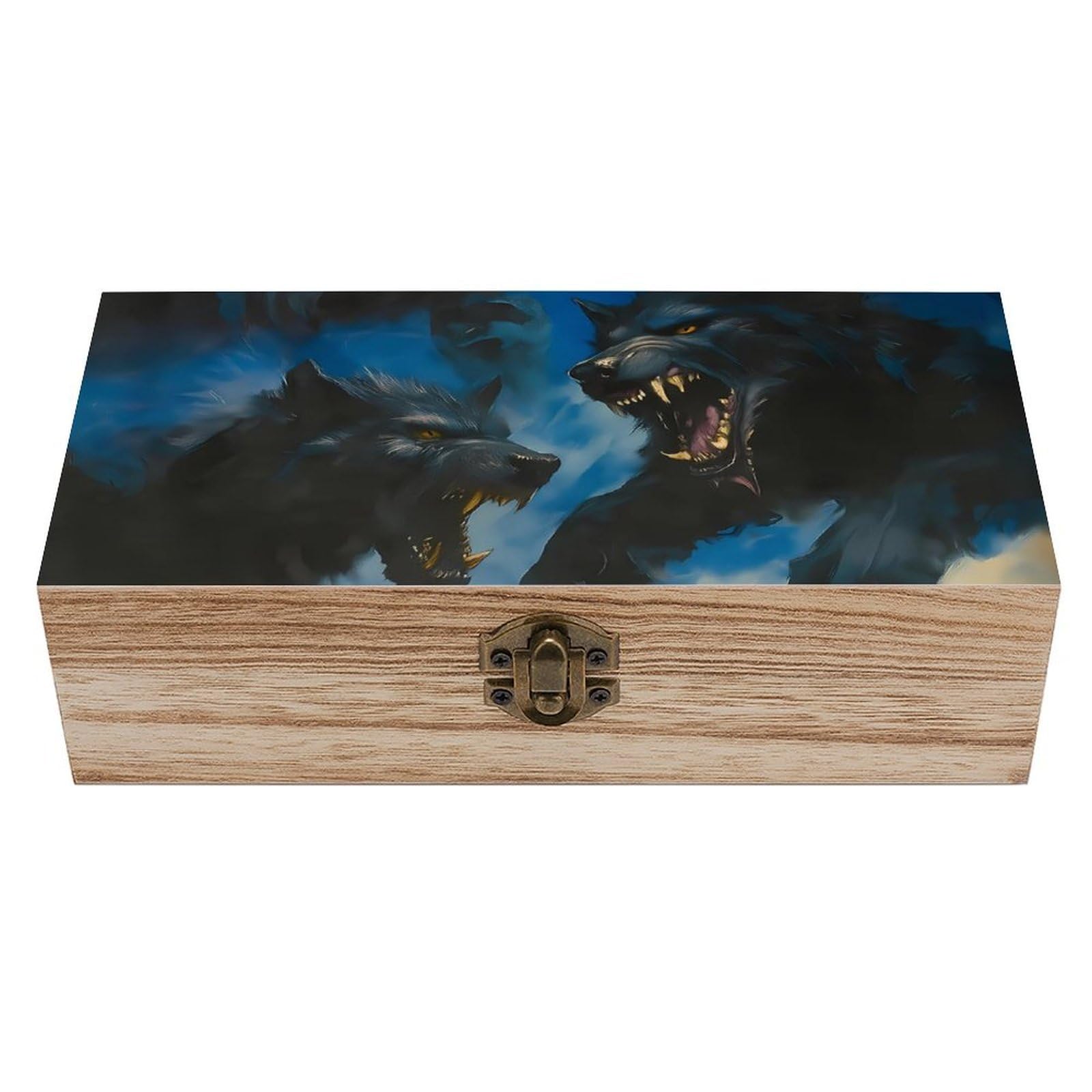 HLBSDM Attacking Wolf Retro Wooden Storage Box Jewelry Art Gift Boxs Decorative Keepsake Boxes
