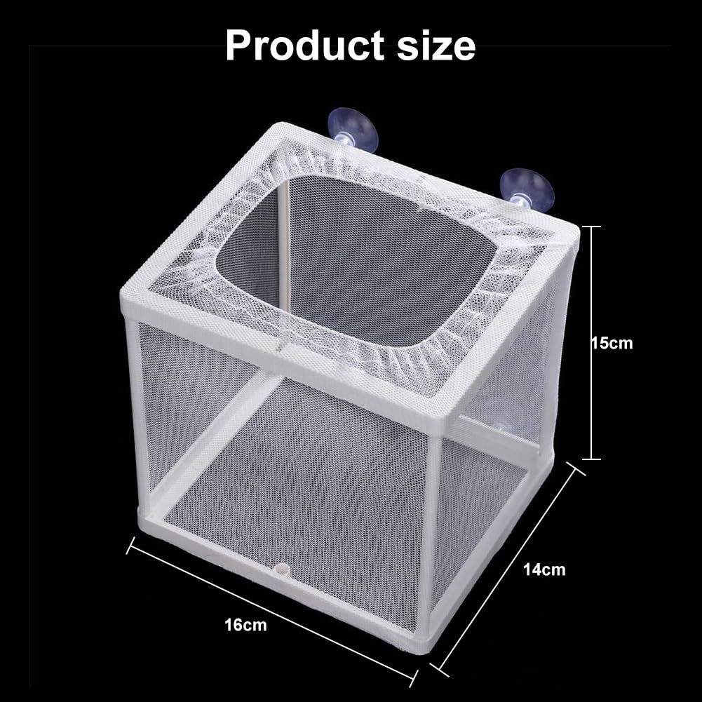 Boîte D'Élevage De Poissons, Filet D'Élevage Aquarium, Boîte D'isolation pour Aquarium, avec 4 Ventouses, Incubateur de Poissons D'aquarium pour Poisson Réservoir, 16 * 14 * 15CM