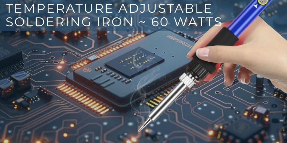 Image of Geek Lab 220V, 60W Electric, 200-450 Degree Adjustable Temperature Soldering Welding Iron Tool Kit. 6 Pcs Soldering Set.