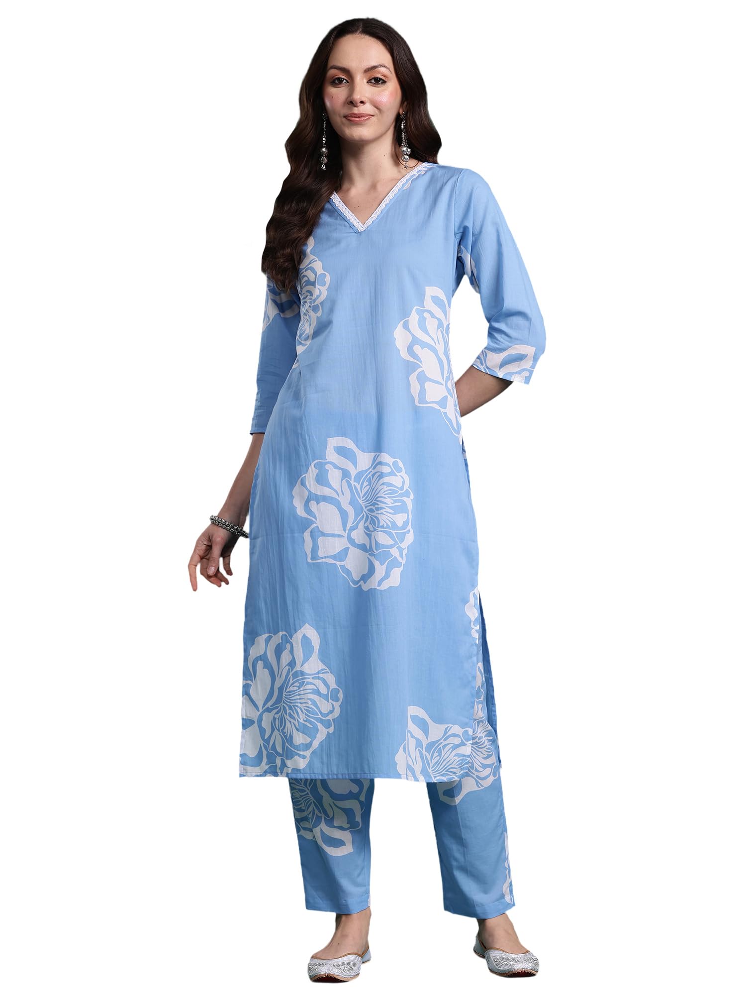 indo era Women's Cotton Ethnic Co-Ord Set | Kurta Pant Set | Stylish Cotton Suit Set for Women,10336-picture-30