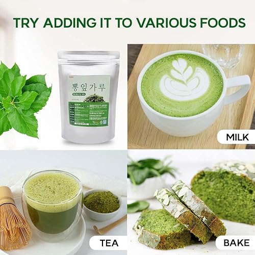 Miniatura 5 de Polvo de hoja de morera coreana  100% puro secado de Corea, ingrediente herbario para el té, polvo natural a base de plantas (10.6 onzas (10.58 oz),