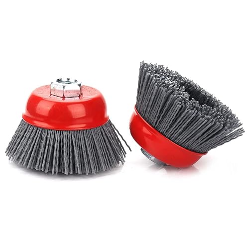 Miniatura 7 de SI FANG Cepillos abrasivos de cerdas de nailon de 3 pulgadas, rueda de cepillo de alambre de nailon de 58 a 11 para preparación de superficies,