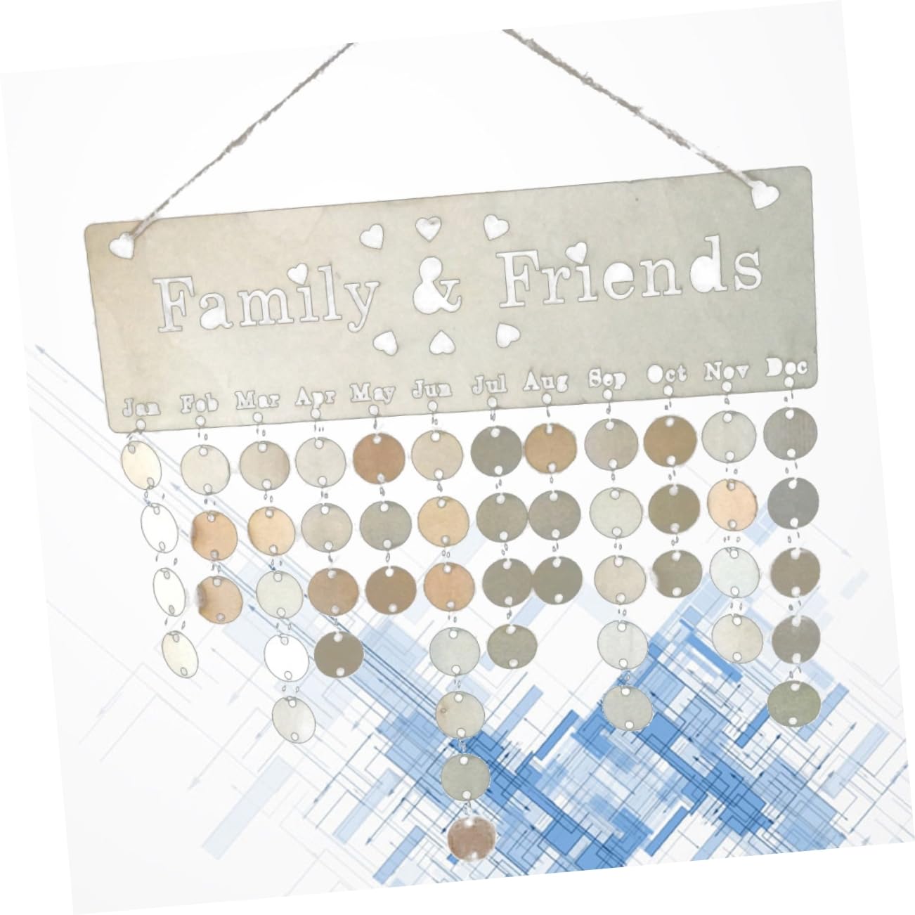 NUOBESTY Calendario Di Compleanno in Legno Da Appendere 3 Pezzi Promemoria Per La Famiglia Calendario in Blocchi Di Legno 50 Dischi Rotondi