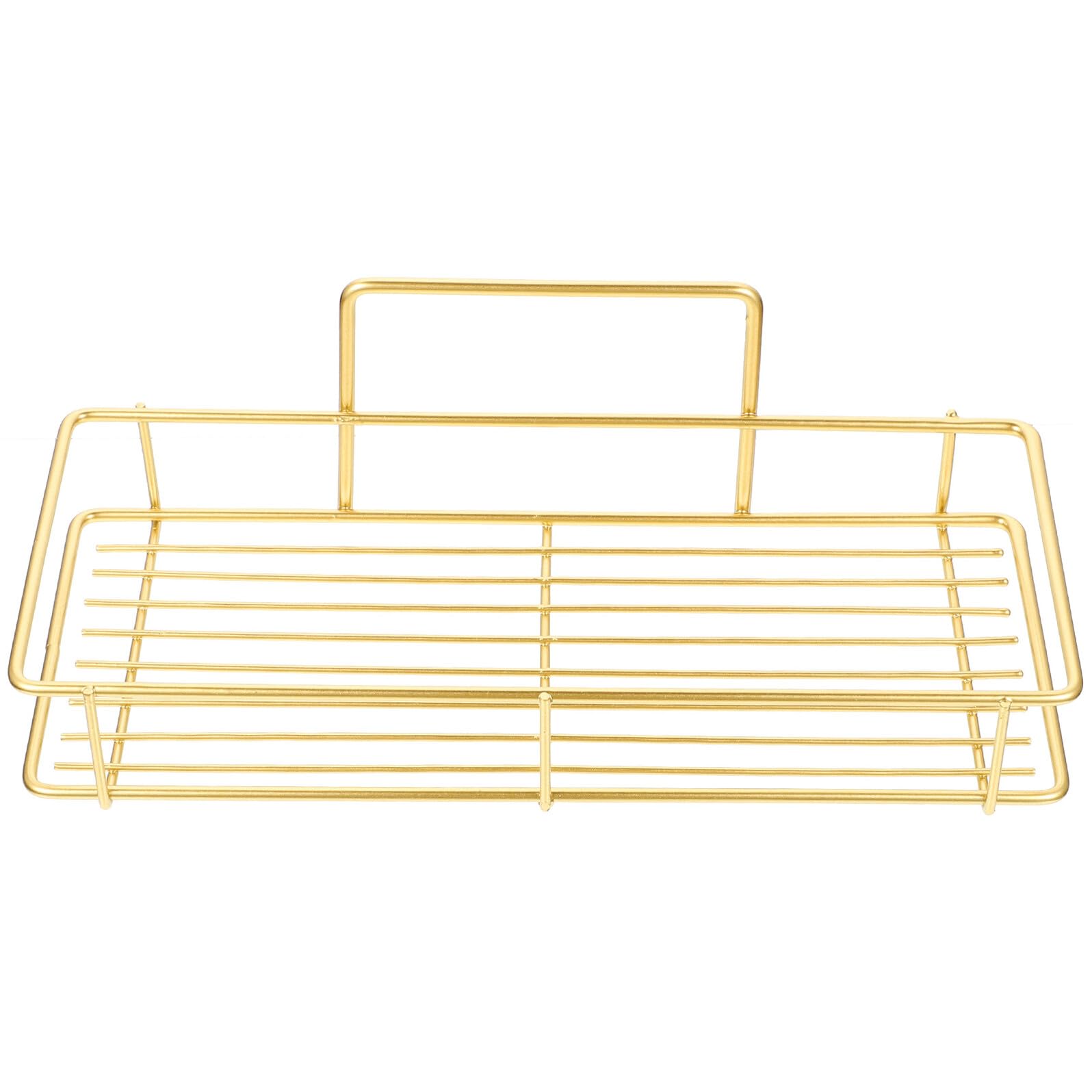 Lurrose No Drilling Bathroom Shower Caddy Rack with Strong Suction Cups Wall-mounted Gold Storage Organizer for Toiletries Space-saving