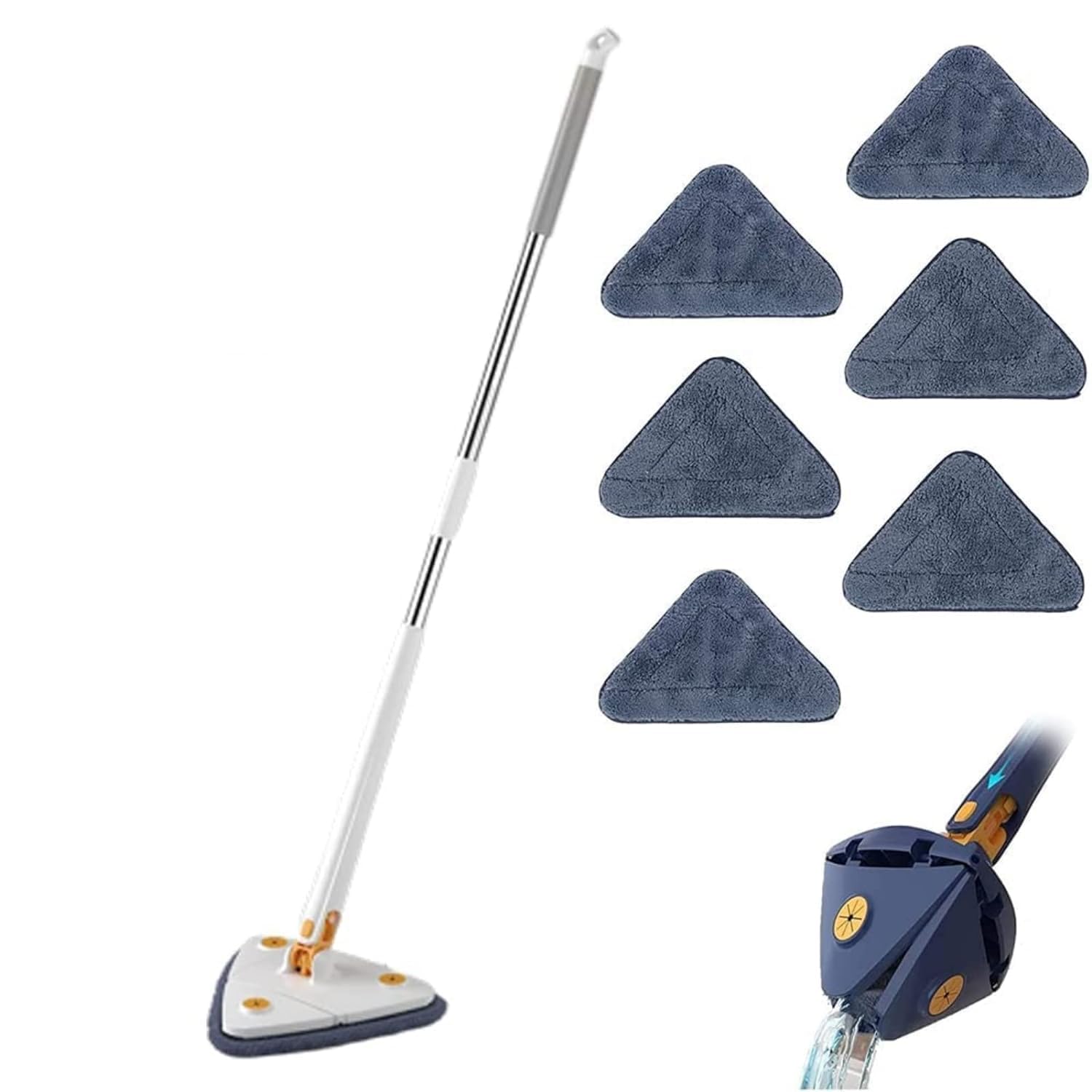 Balai de nettoyage rotatif 360° bleu BRIXBEE avec 6 serpillères microfibres