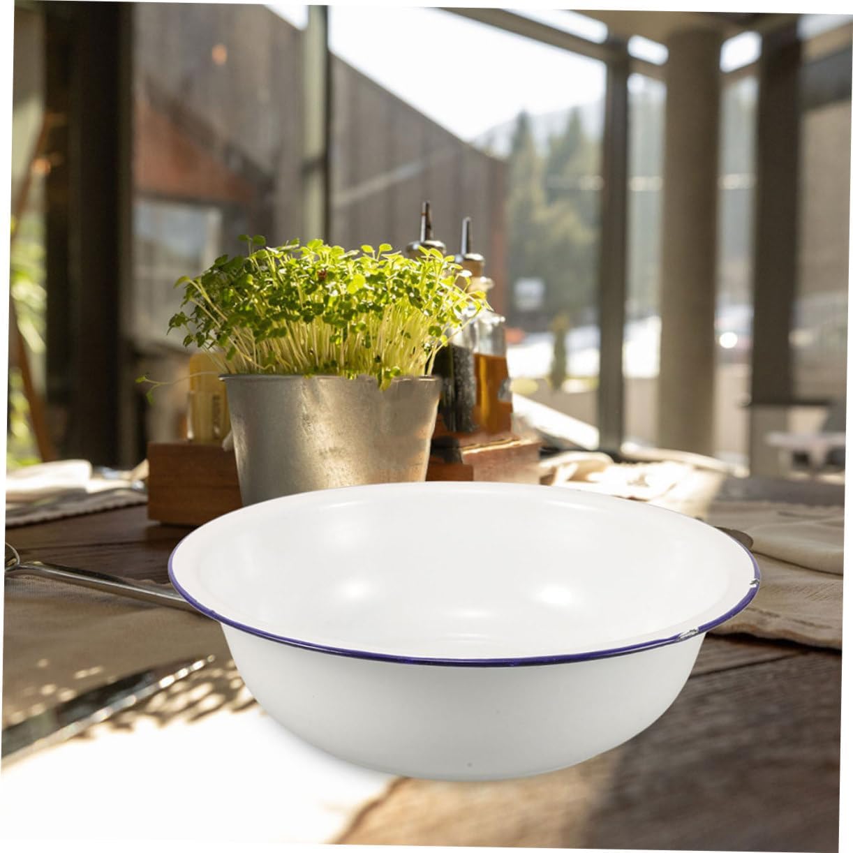 C Washing Basin 32cm Porcelain Foot Soaking Pot Enamel Mixing Bowl White Ceramic Basin for Laundry