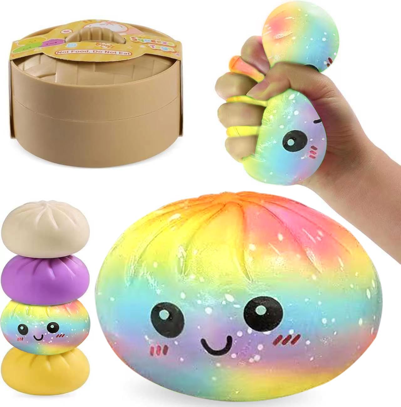 Colorful Dumpling Toy,Bao Squishy Stress Ball Sensory Relief Ball Toy for Kids Boys Girls Age 6+