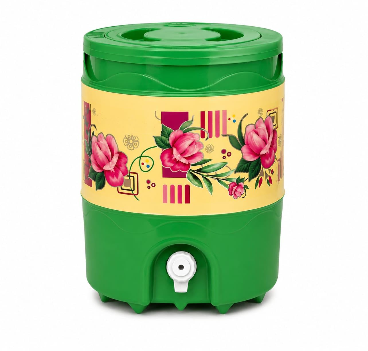 water dispenser flyter 20 litre insulated water dispenser with tap, green | water dispenser green food grade bpa free, leak-proof easy flow tap, wide mouth opening, easy carry handle,