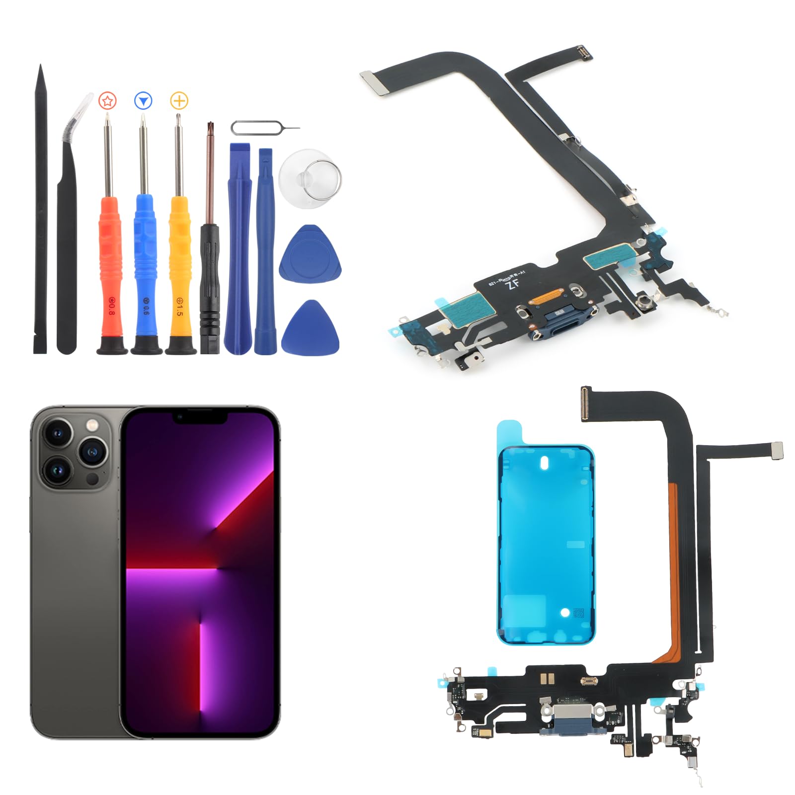 Câble flexible de rechange pour iPhone 13 Pro Max connecteur dock de chargeur USB bleu - 8