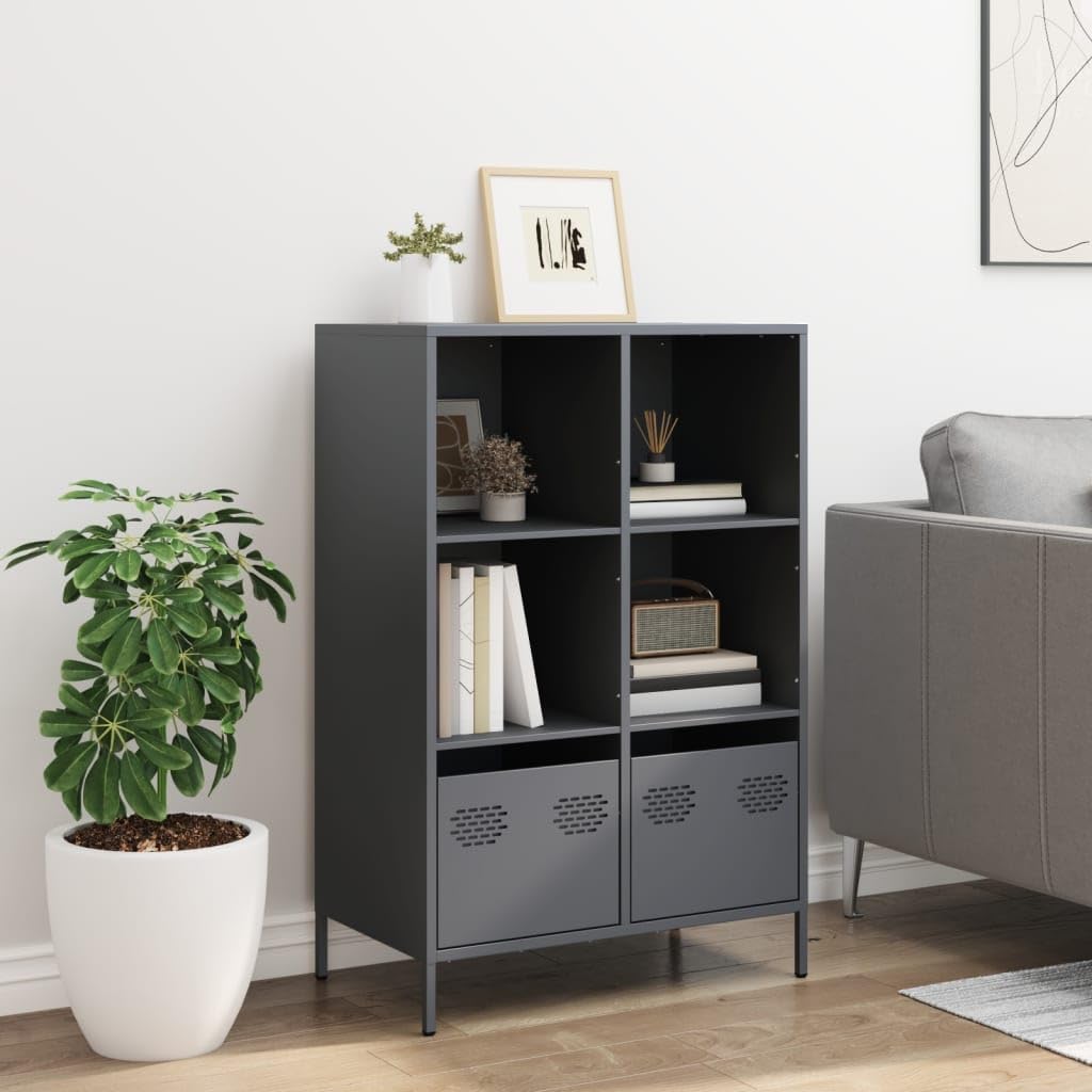 Armadio alto in metallo, colore antracite, 68 x 39 x 103,5 cm