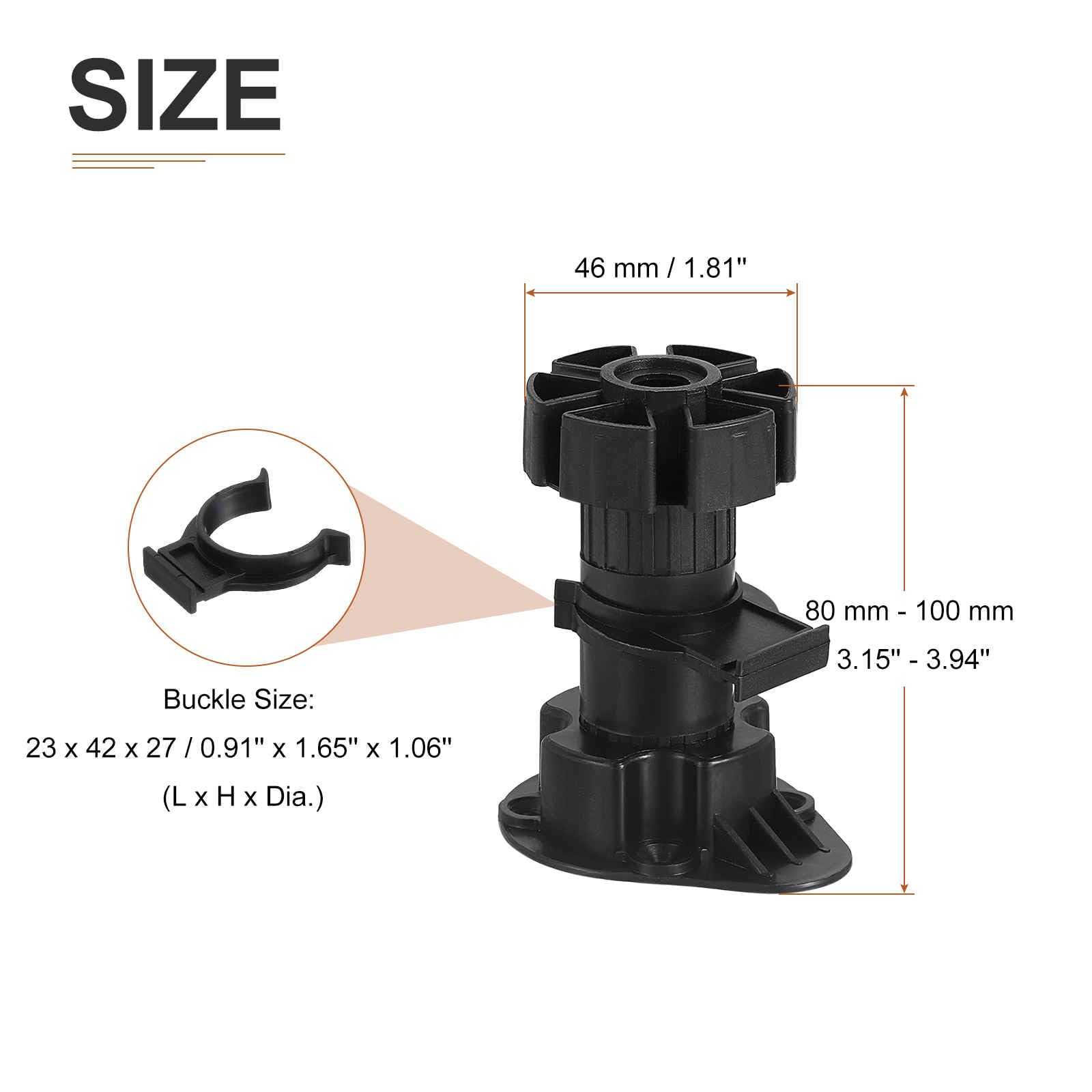 DTGN 80x46mm(LxW) Adjustable Leveling Feet - 4Pack- Good for Furniture - Leveler Support Frame Replacement Legs - Black - Image 2