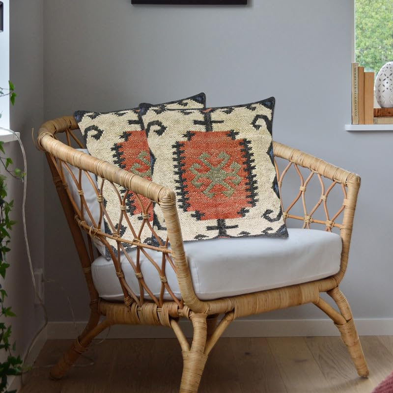 Housse de coussin en jute et laine Kelim pour une maison chaleureuse au charme authentique