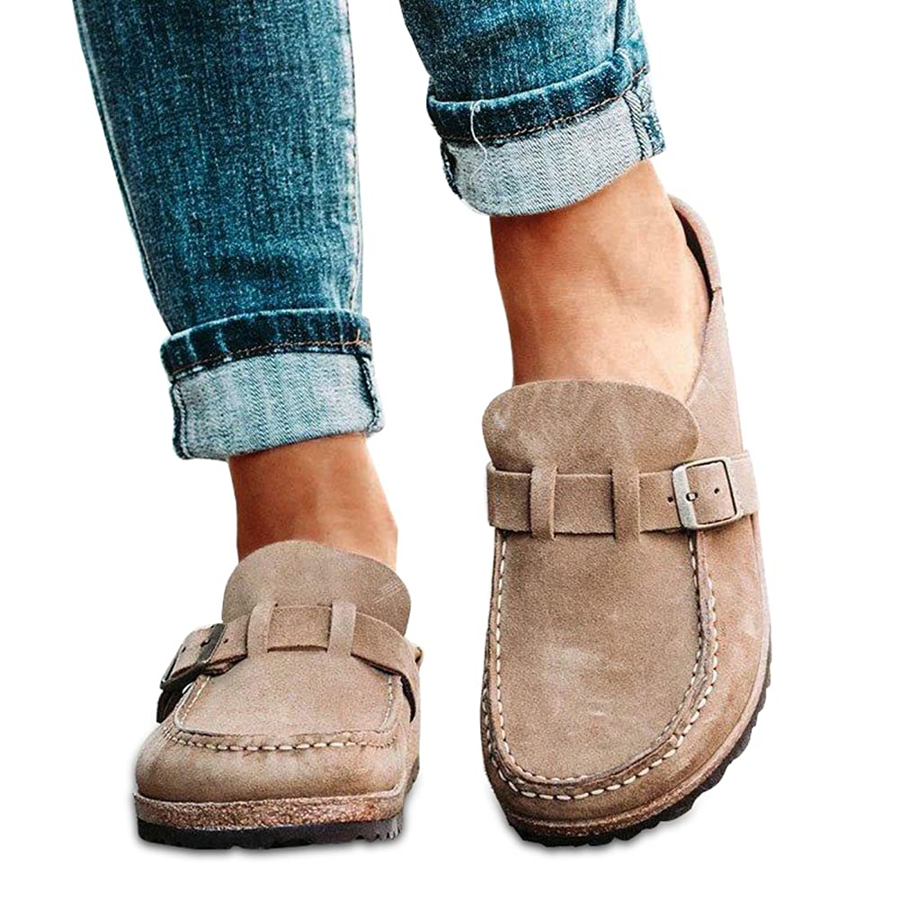 Eishi Women Slip-on Loafer Mule Flats Shoes Casual Comfy Clogs Sandals Open Back Slipper Summer Daily Home Office Shoes