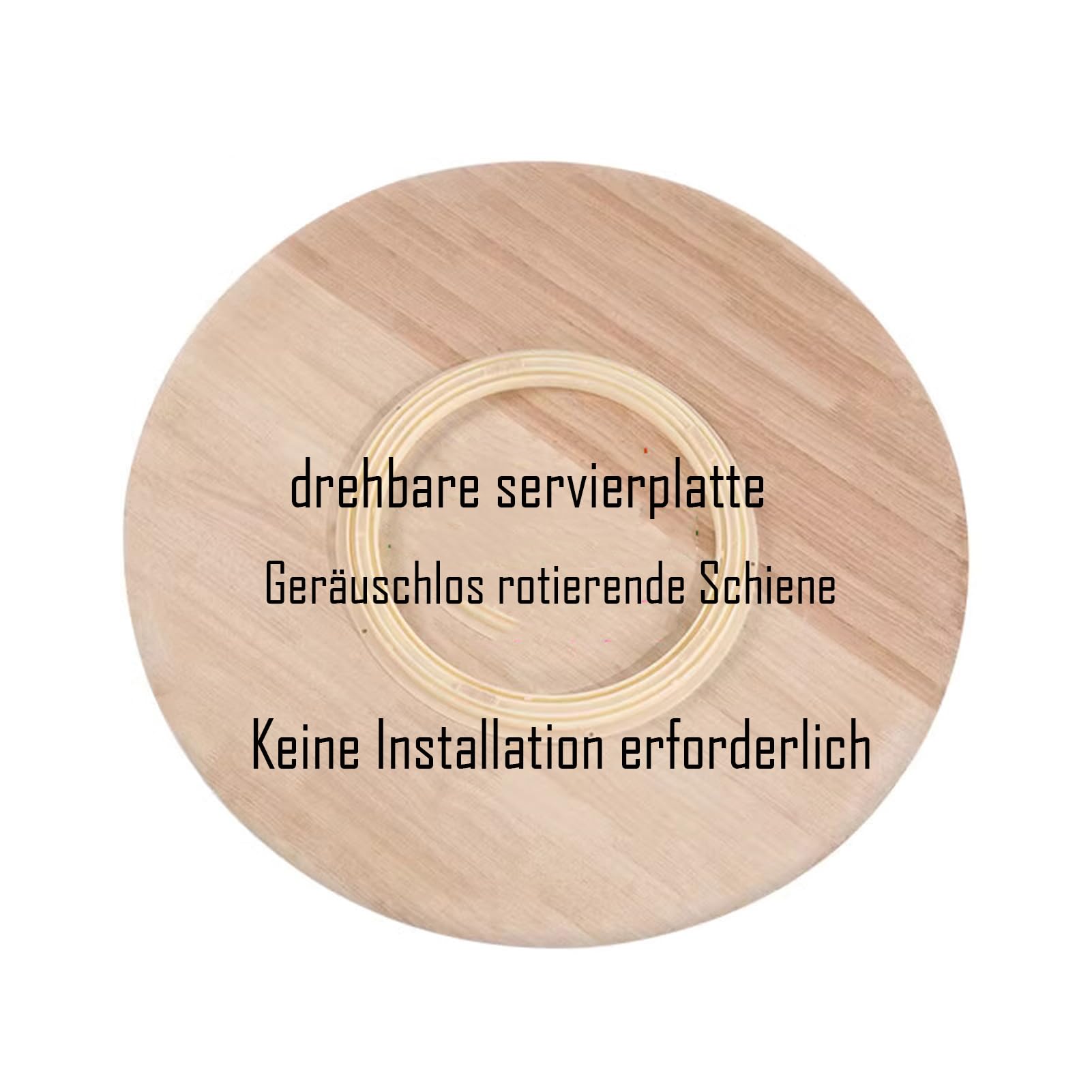 Lazy Susan Drehteller Holz 60 cm Drehplatte 360° Drehbare Servierplatte Leisen Drehmechanismus Rund für Festessen Familienabende Stilvolle Tischdekoration Organizer Einfache Handhabung