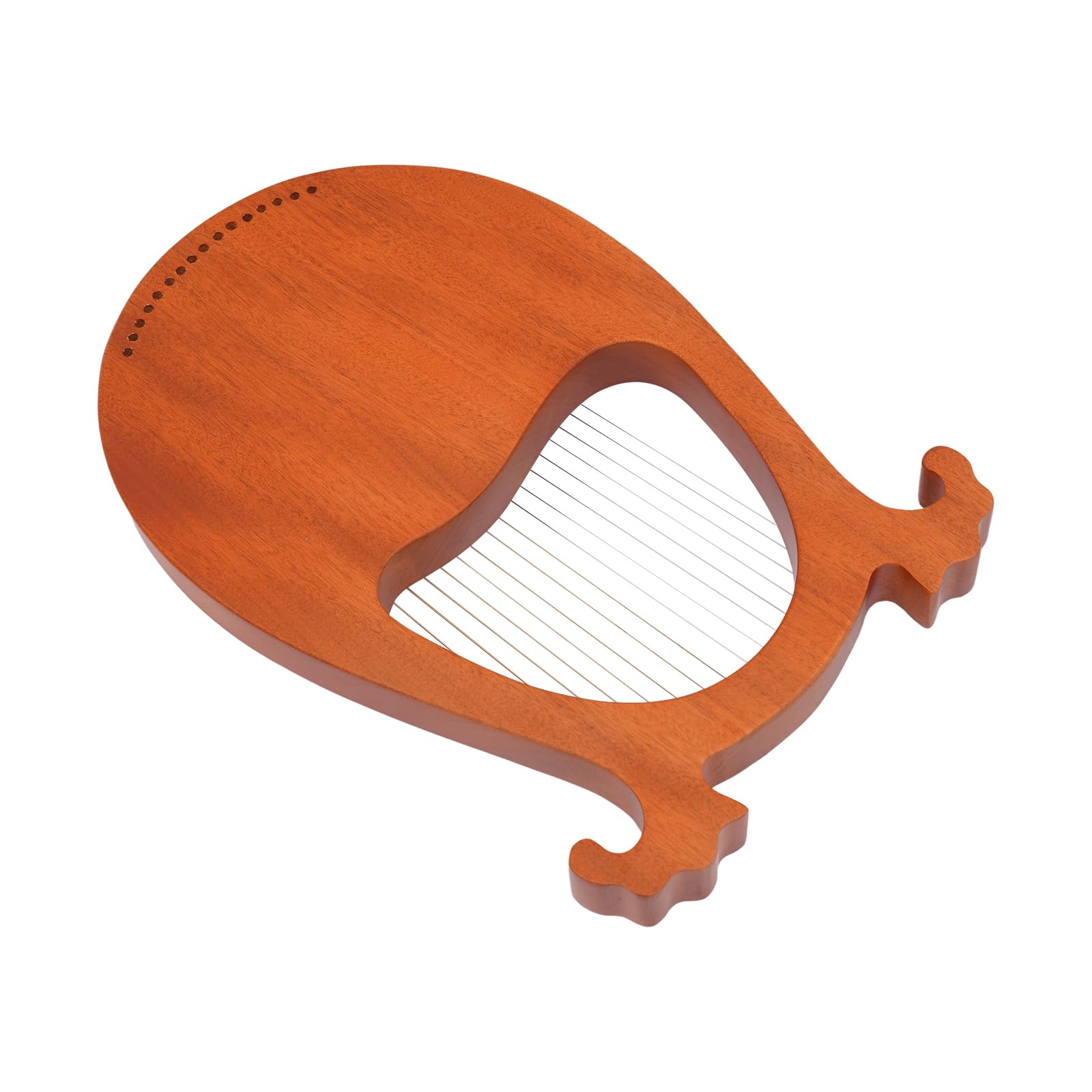 Harfe, Massives Mahagoni Saiteninstrument Instrument, Tragbare 16 Saiten Lyre Harfe, Vintage Instrument Lyra Harfe Mahagoni 16 Stahlsaiten Stimmschlüssel Pickup Set (Europäisch gemusterte Holzfarbe)