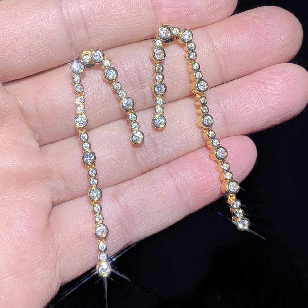 Constellation Dangle Drop Earrings for Women – 18K Gold Plated Long Bezel Cubic Zirconia Earrings – Lightweight Statement Jewelry for Gifts, Parties, Weddings - Image 2