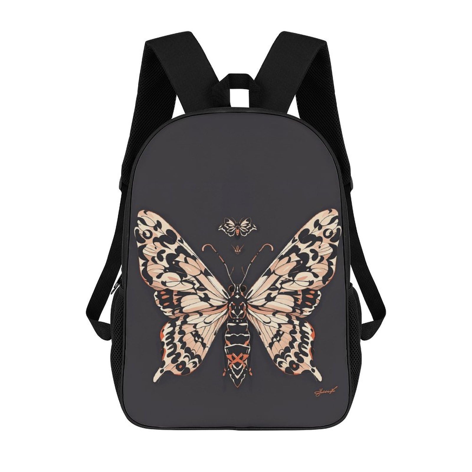 Jtkbnvm Unisex Black 17 Inch Moth Gothic Travel Backpack For Women Men, 20L Casual Daypack Backpacks, Waterproof Laptop Backpacks, Carry On Backpack, College Bookbag