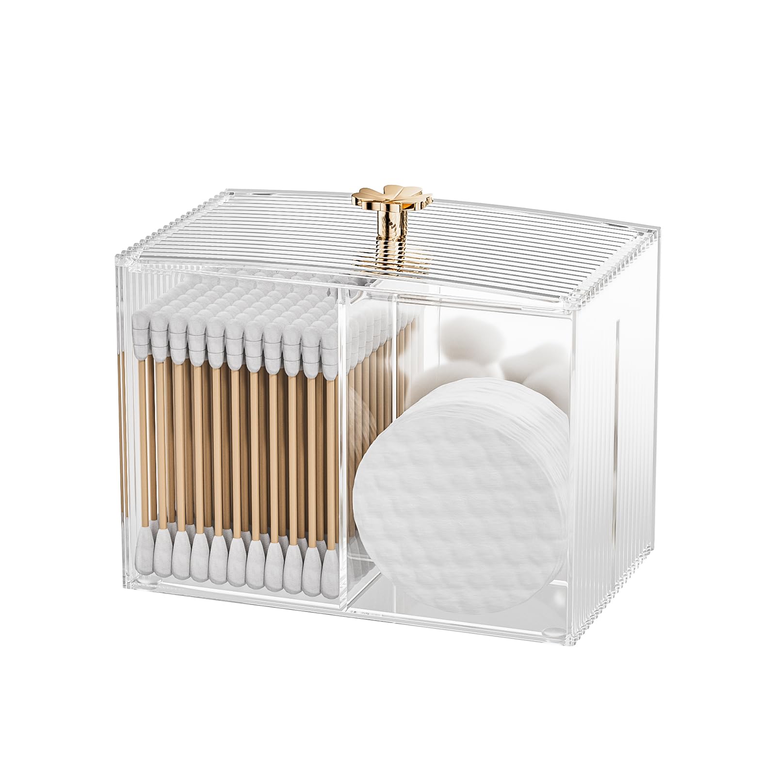 Q Tip Holder for Bathroom with 3 Compartments Cute Clear Plastic Bathroom Container Jars Canister Dispenser with Lid
