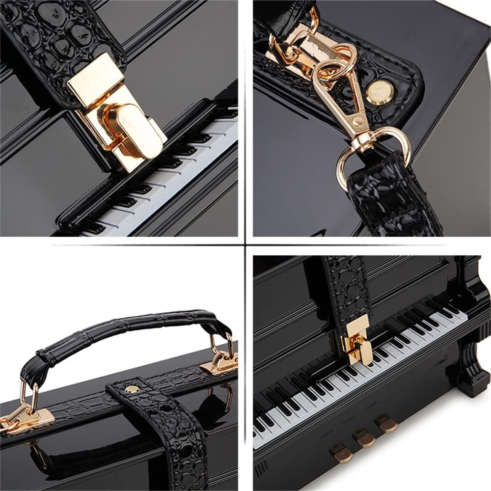Piano Shaped Purse Handbag Women Crossbody Shoulder Bag Acrylic Unique Novelty Box Shaped Piano Purse Top Handle Clutch Bag - Image 4