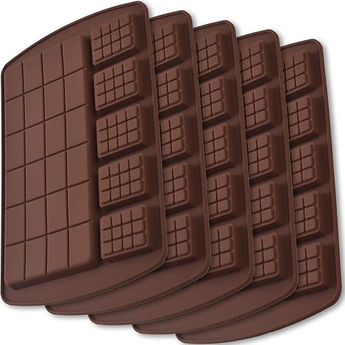 ionEgg Moldes de silicona para barra de chocolate, moldes caseros de barras de proteínas y energía, 5 paquetes
