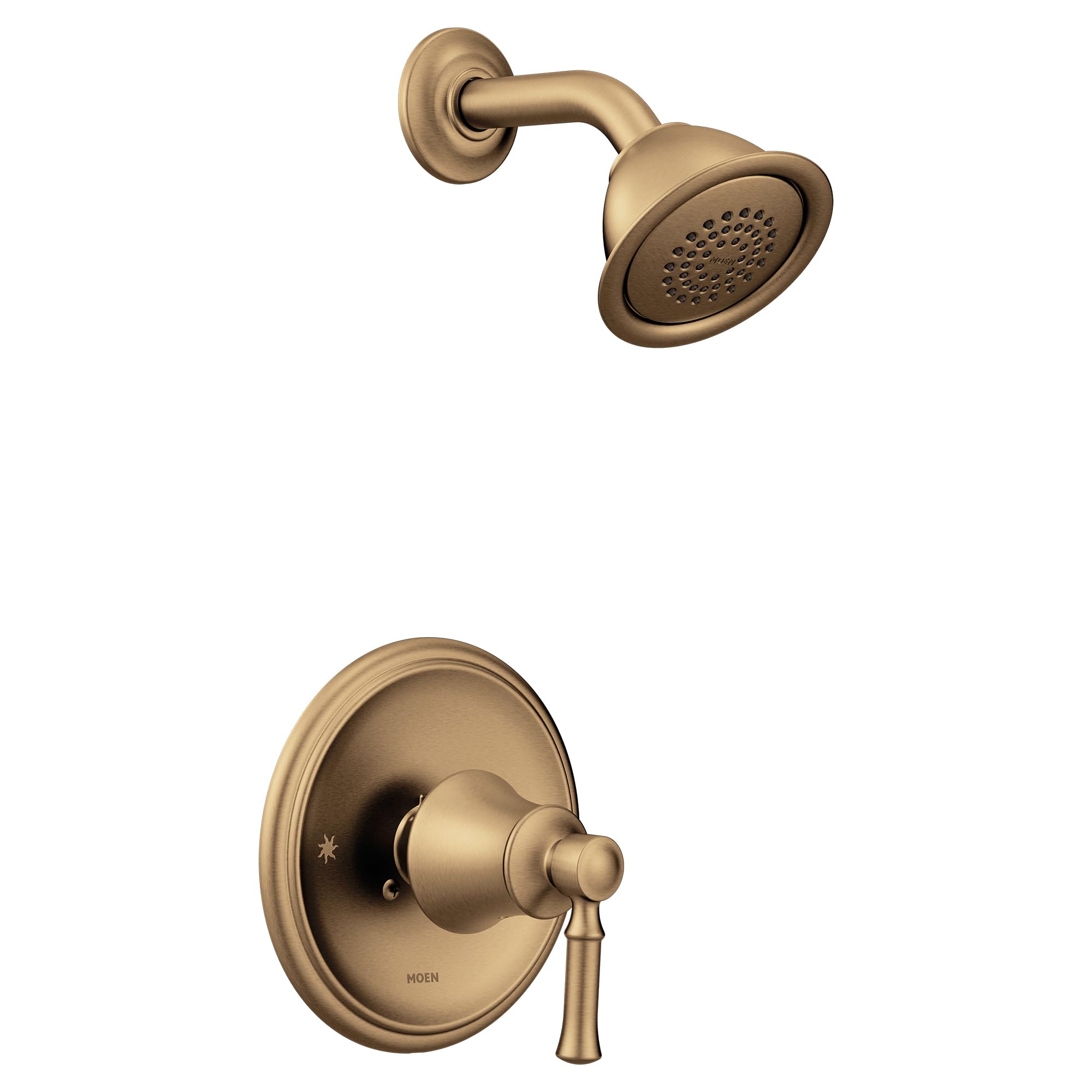 Pommeau douche Moen Dartmoor bronze doré ambiance spa salle de bain
