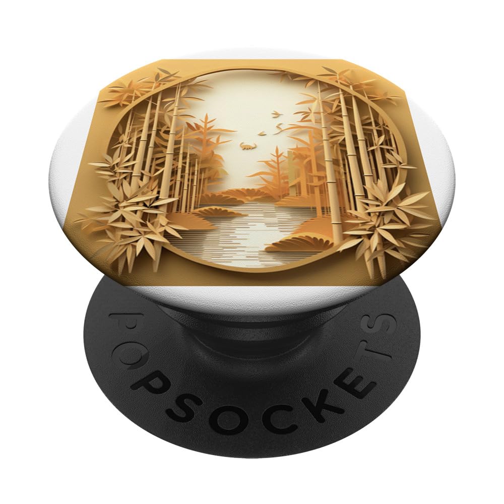 . Bamboo Tranquility Kirigami in Earthy Tones PopSockets Swappable PopGrip