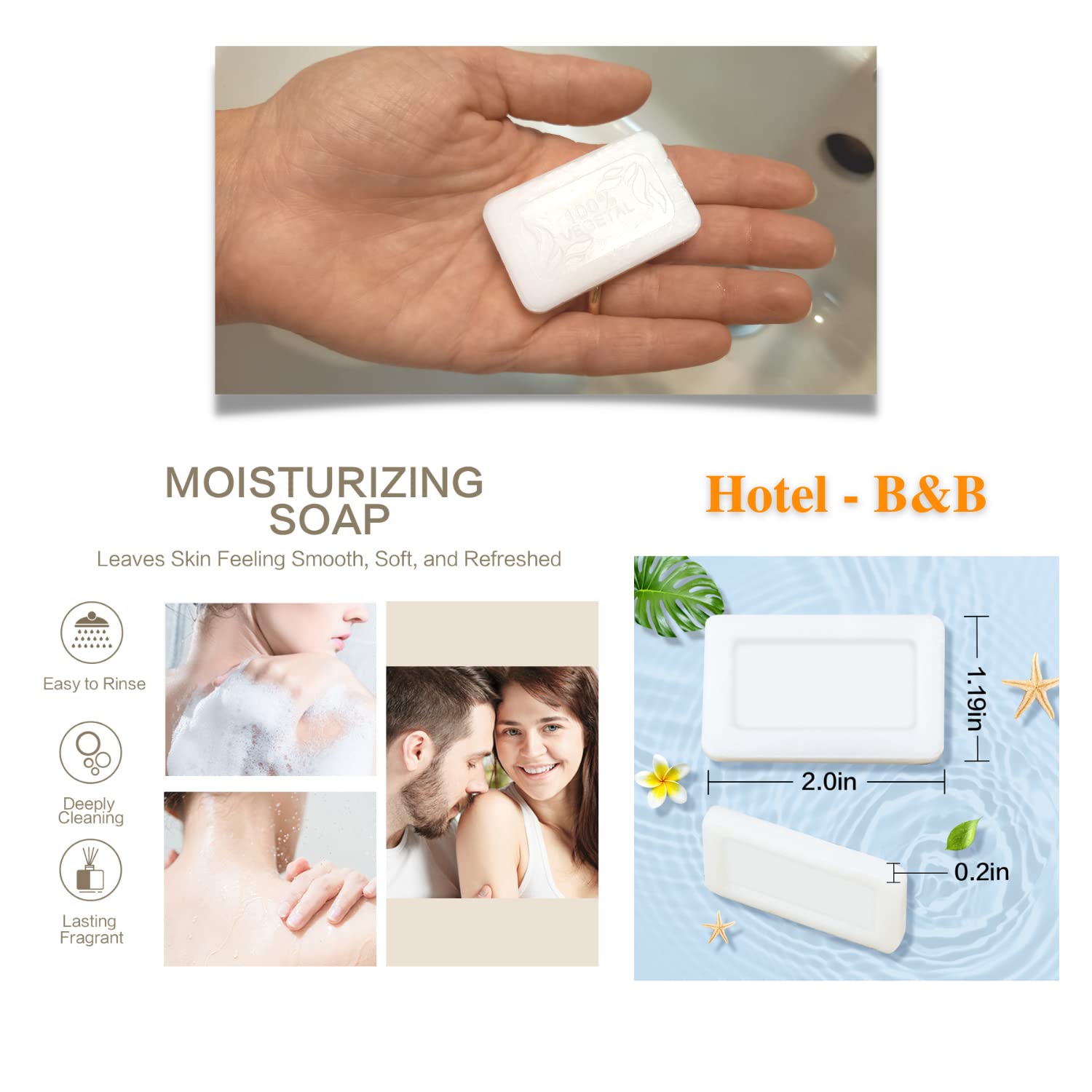 LogicaShop USAMI Saponette Monouso Hotel, B&b, Alberghi, Kit Cortesia Bagno 14gr (200)