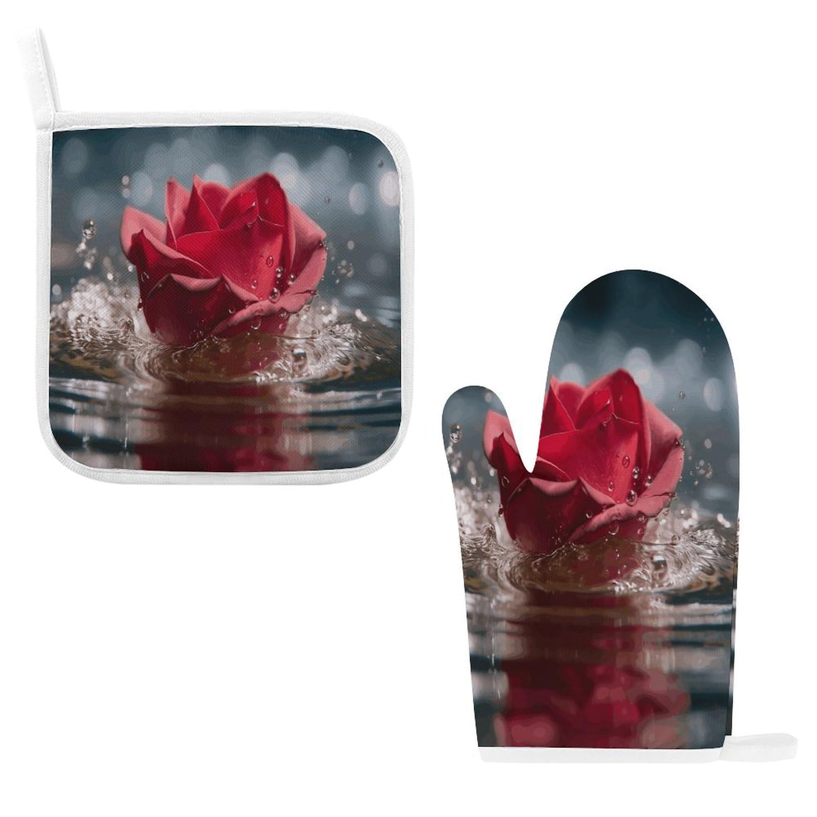Fodpand Style Flowers Fall In Water Oven Mitts And Pot Holders Sets