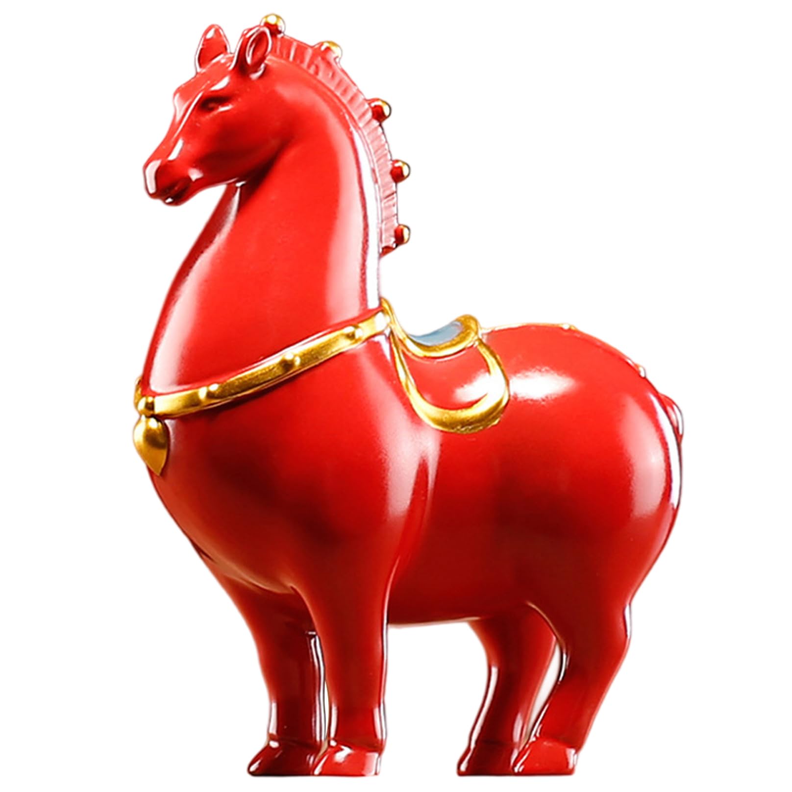 Striegro Horse Statue Chinese Ceramic Horse Figurine Red Tang Dynasty Style Sculpture Art Decor for Home Office Desk & Shelf..