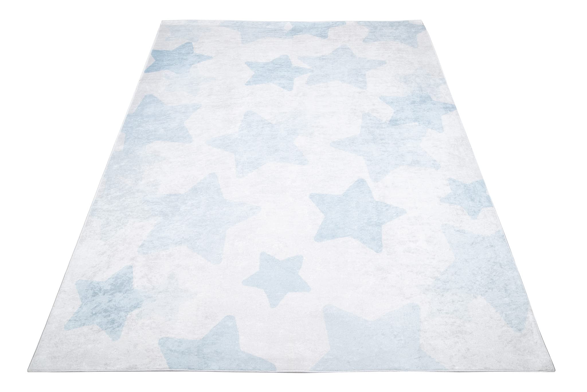 TAPISO Emma Alfombra Antideslizante de Habitación Infantil Juvenil Dormitorio de Niño Bebé Diseño Moderno Cielo Gris Claro Blanco Azul Patrón Impreso Sin Pelo Suave 140 x 200 cm