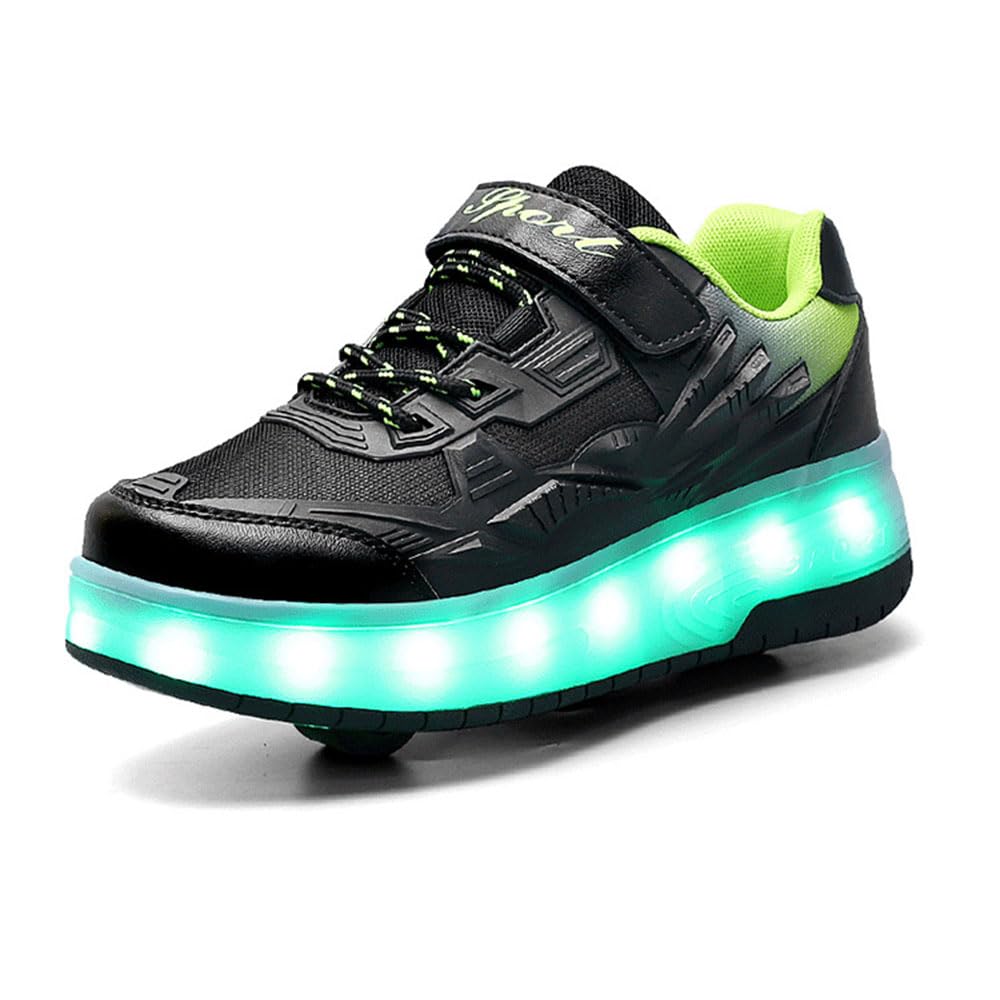 ENEN Zapatos con Ruedas, Zapatillas con Dos Ruedas para niños y Niña Zapatillas con Ruedas Skateboarding Zapatos Bambas (2 Ruedas 29-40 EU)