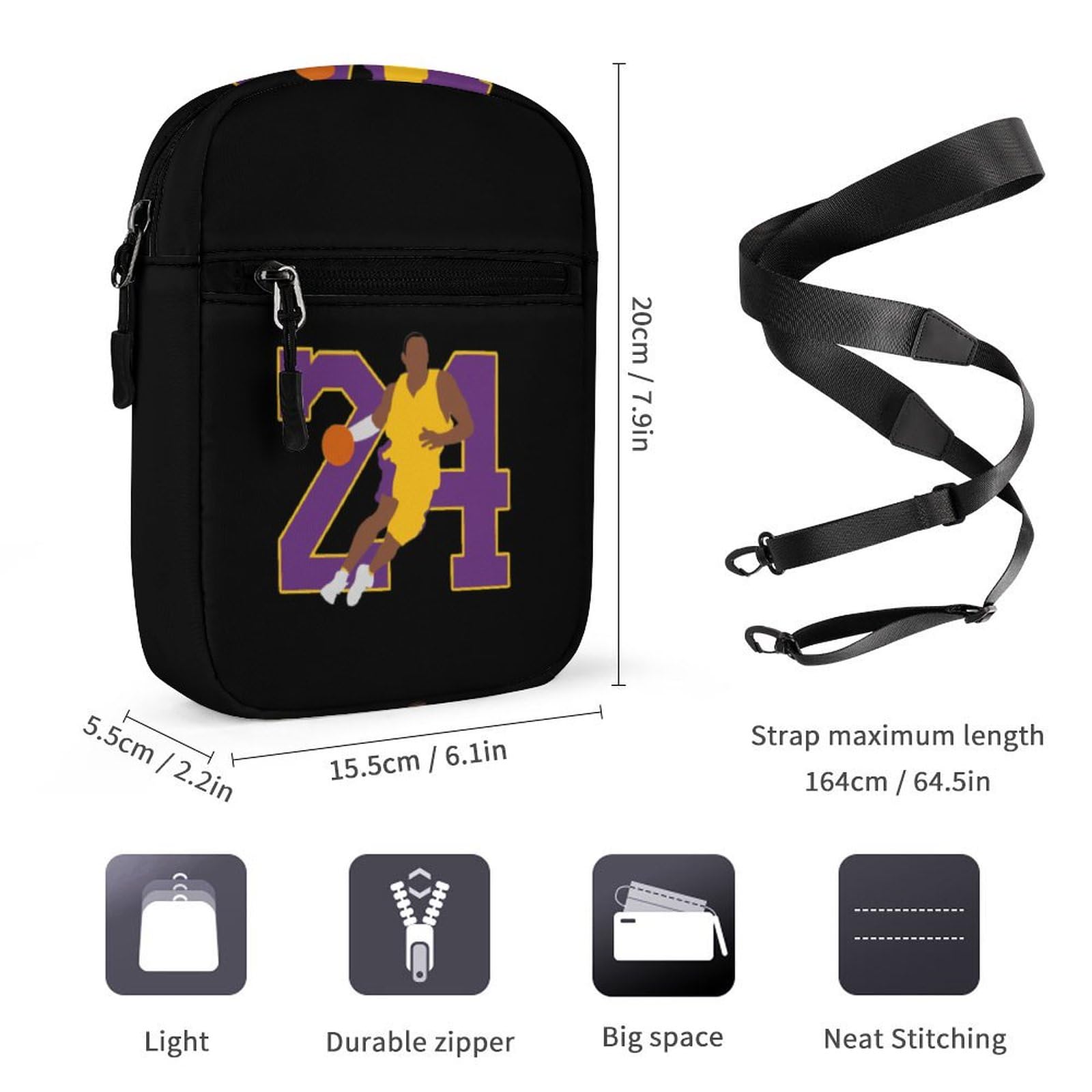 Amazon.co.jp: Lakers Kobe Bryant Shoulder Bag, Men's, Small
