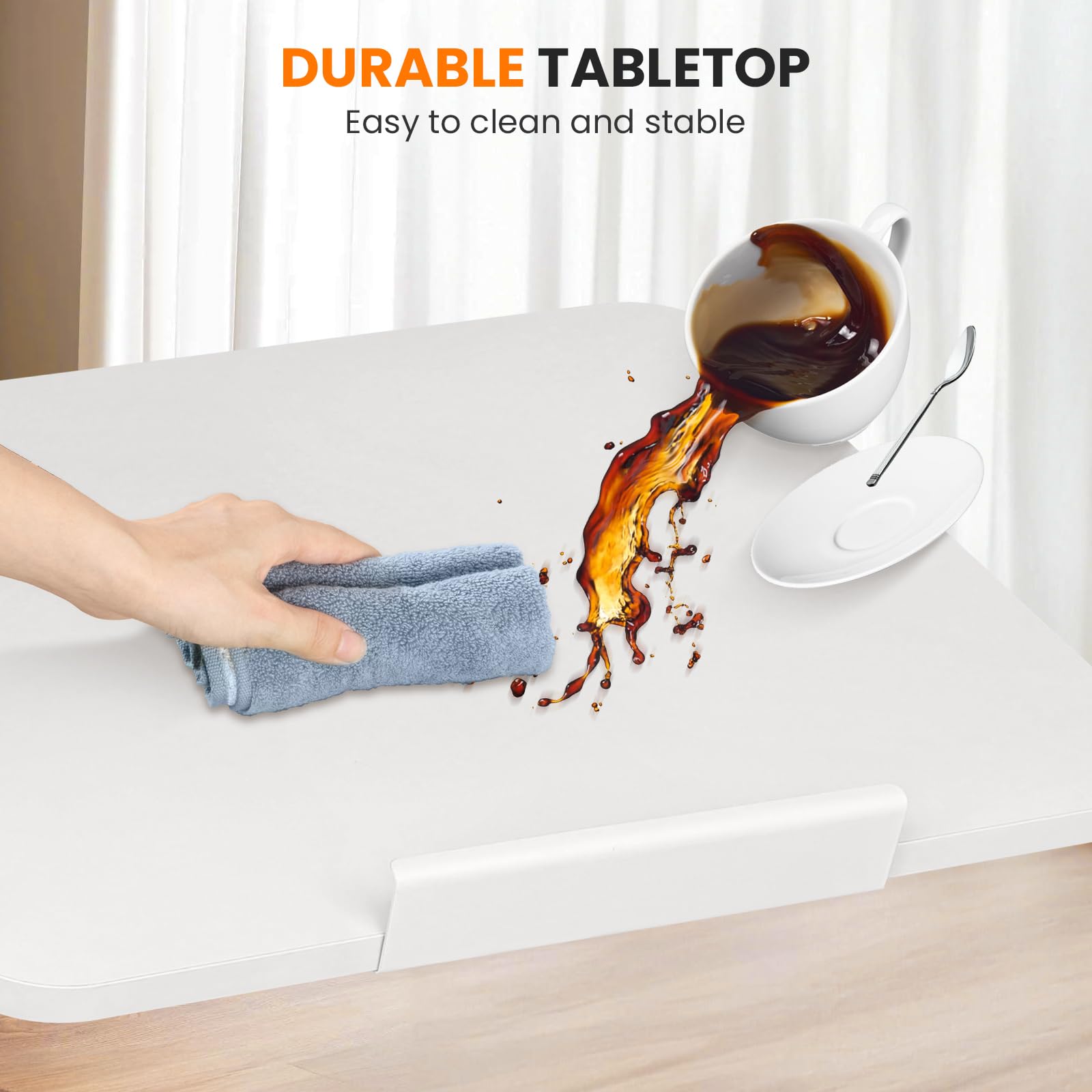 Tavolo da letto pneumatico regolabile con ruote, parte superiore divisa, comodino inclinabile con piastra girevole per computer portatile, altezza 66-106 cm